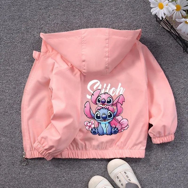 Baby Girls Boys Hooded Jacket Fashion Cartoon Lilo and Stitch Outerwear Tops Children Windbreaker Coat Kids Clothe - silverfoxgoods